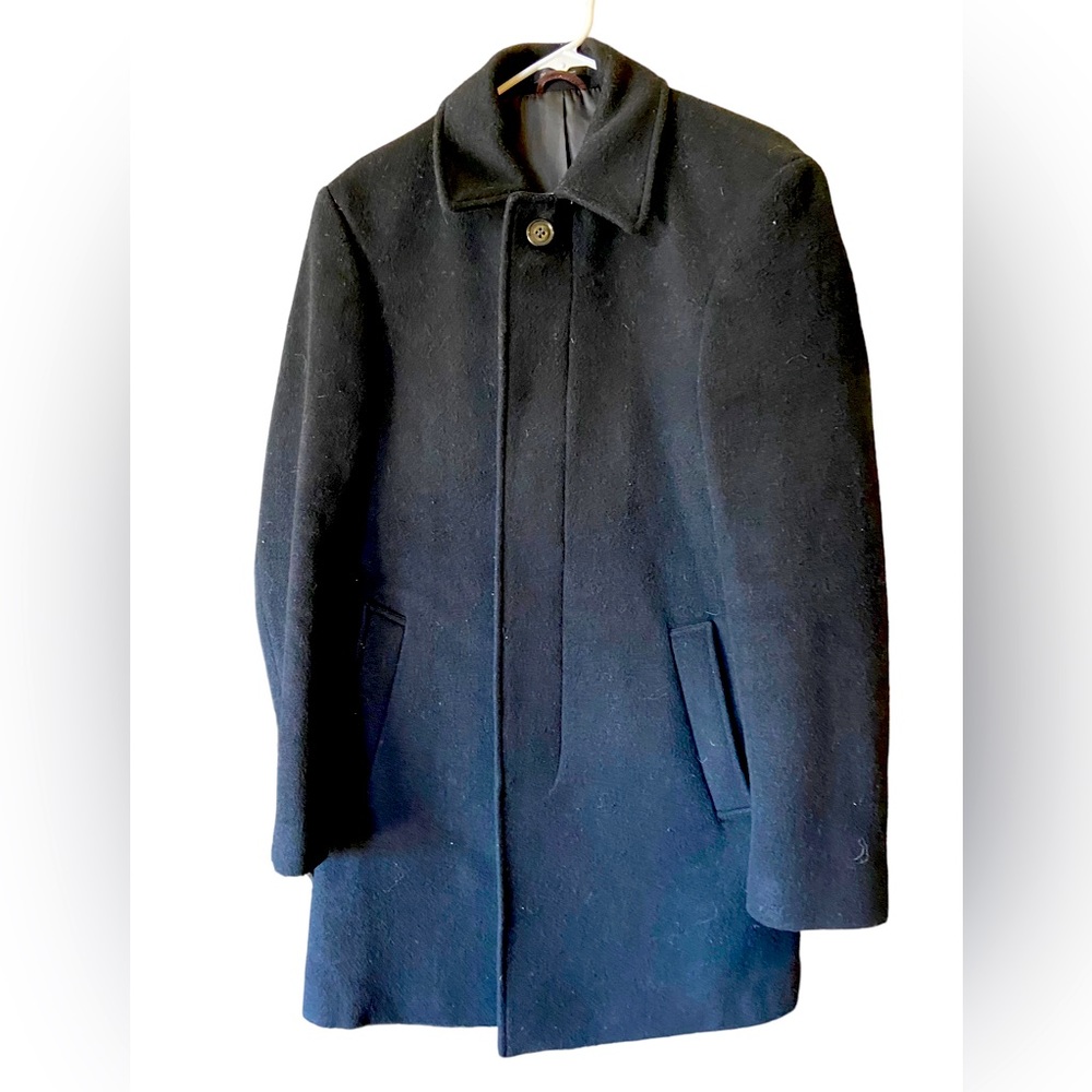 Vintage Soft LAUREN By Ralph Lauren Polo Black Button Down Thick Trench Coat OS